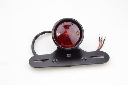 GOOFIT Chrome Motorcycle Black Rear Brake Tail Light With Integrated Indicator Turn Signal Red Backup Lamp Replacement For Scooter PocketBike ATV