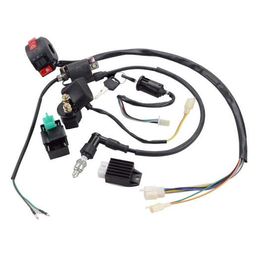 GOOFIT Full Electrics Wiring Harness Coil Rectifier CDI Solenoid Spark Plug Replacement For 50cc 125cc ATV Quad Pit Dirt Bike Buggy Go Kart