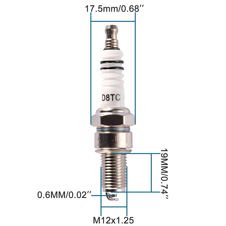 GOOFIT  D8TC Spark Plug Replacement for 125cc 150cc 200cc 250cc Chinese ATV Dirt Bike Go Kart Moped Scooter