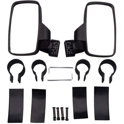 GOOFIT Rear View Side Mirror with 1.75" 2" Roll Cage Bar Replacement For UTV RZR XP1000 XP1K Turbo Black
