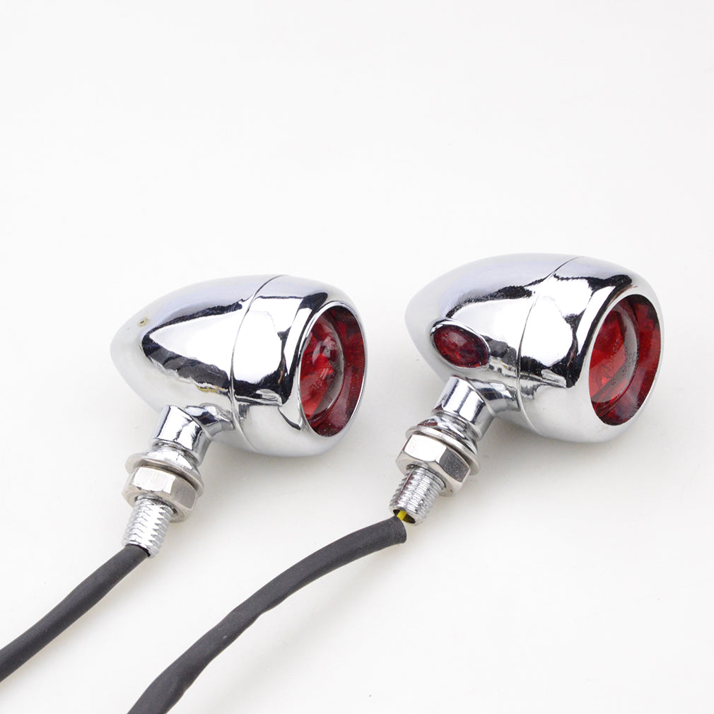 GOOFIT Motorcycle Red Cover Chrome LED Indicator Turn Signal light Side Light Lamp Replacement For Scooter ATV Bike