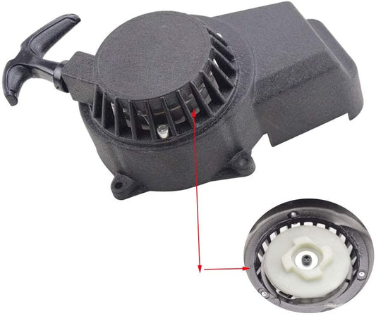 GOOFIT Black Aluminum Pull Starter Recoil Starter Assembly Replacement for 2 stroke 47cc 49cc Pocket Bike Dirt Bike