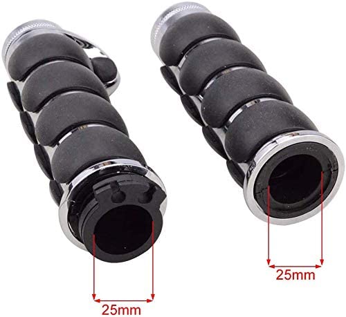 GOOFIT Motorcycle Chrome Padded Hand Grips Handlebar Throttle Boss Replacement for Softail Dyna Electra Glide
