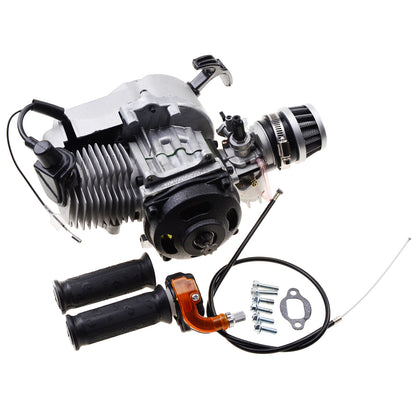 GOOFIT Complete 2 Stroke 49CC Engine with Pull Starter Carburetor Handle Bar Cylinder Block Throttle Cable Air Filter Replacement For Mini Dirt Bike P