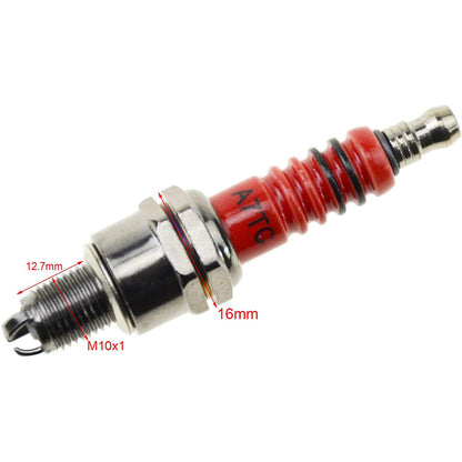 GOOFIT 4 Pcs Set A7TC 3-Electrode Spark Plug Replacement For Motorcycle 50cc 70cc 90cc 110cc ATV 150 Moped Go Kart Scooter High Performance Spark Plug