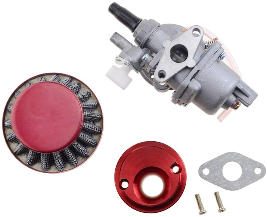 GOOFIT Red Carburators Air Filter Stack Carburetor Carb Replacement For 2 Stroke 47cc 49cc ATV Quad Dirt Pocket Bike