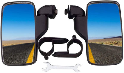 GOOFIT Rearview Mirror Motorcycle Handlebar 44mm 50mm with Universal Adapter 2 Pieces for Polaris Rangers Gator Bob UTV Off-Road Motocross Black