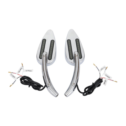GOOFIT Motorcycle Rearview Side Mirrors with LED Turn Signals Replacement for Dyna Softail Road Glide