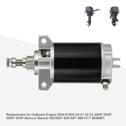 GOOFIT Motorcycle Engine Parts Starter Motor Replacement for Outboard Engine 65W-81800-00 01 02 03 20HP 25HP 30HP 40HP Mercury Mariner 830308T 859169T 888151T 893886T