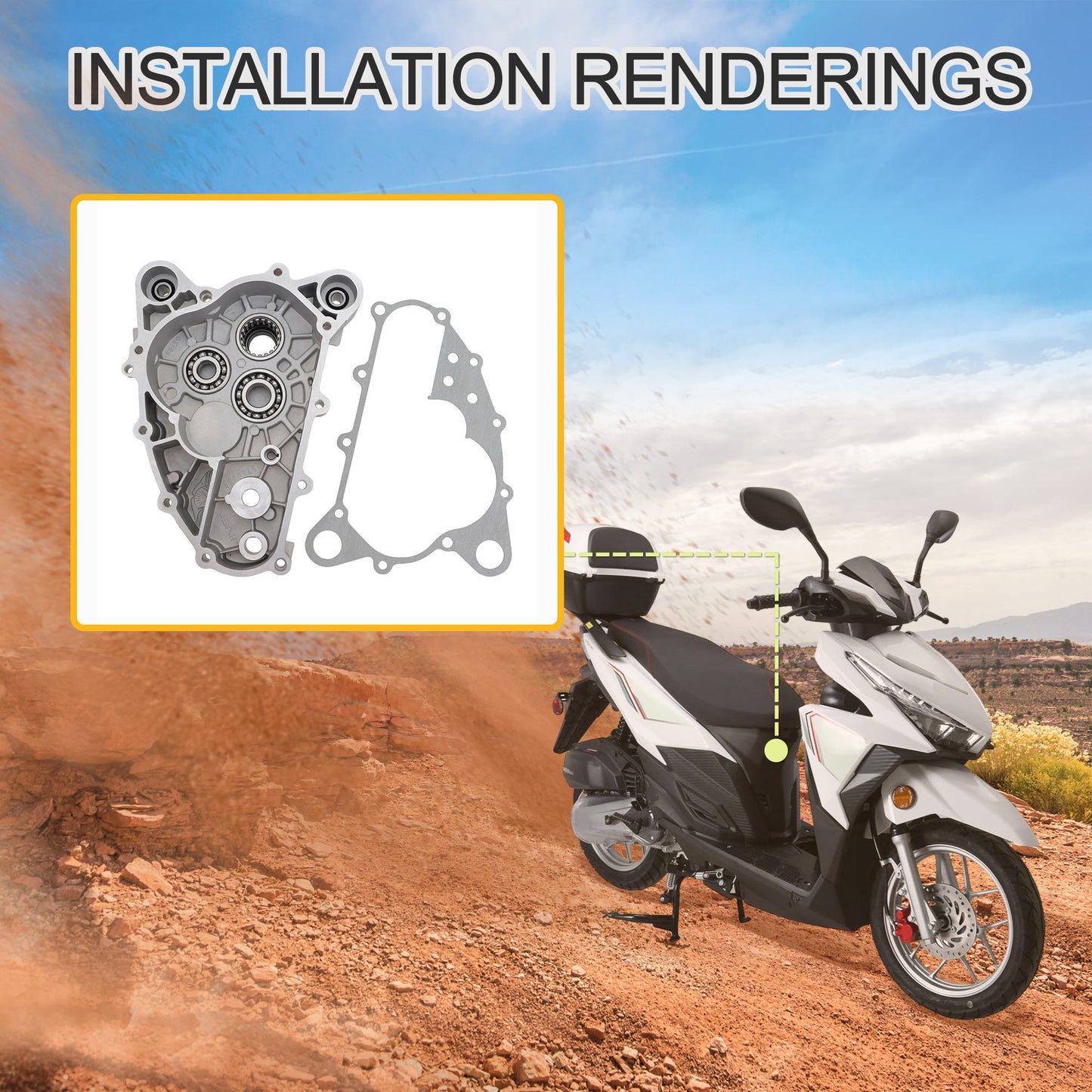 GOOFIT Motorcycle Crankcase Cover with matching gasket Replacement for GY6 Scooter