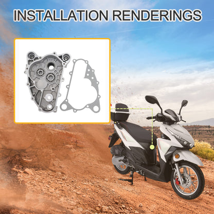 GOOFIT Motorcycle Crankcase Cover with matching gasket Replacement for GY6 Scooter