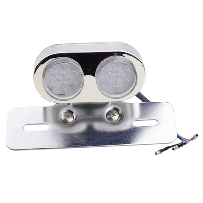 GOOFIT Chrome Motorcycle Silver Rear Brake Tail Light With Integrated Turn Signal Indicator Backup Light Double Bulb Replacement for Bike Scooter ATV