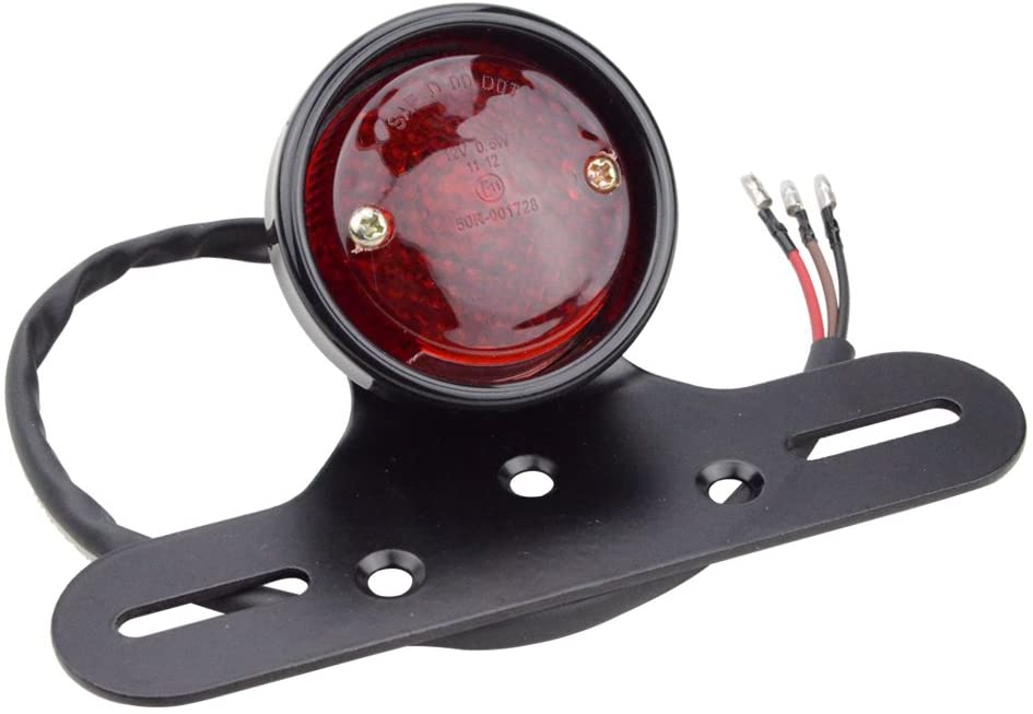 GOOFIT Chrome Motorcycle Black Rear Brake Tail Light With Integrated Indicator Turn Signal Red Backup Lamp Replacement For Scooter PocketBike ATV