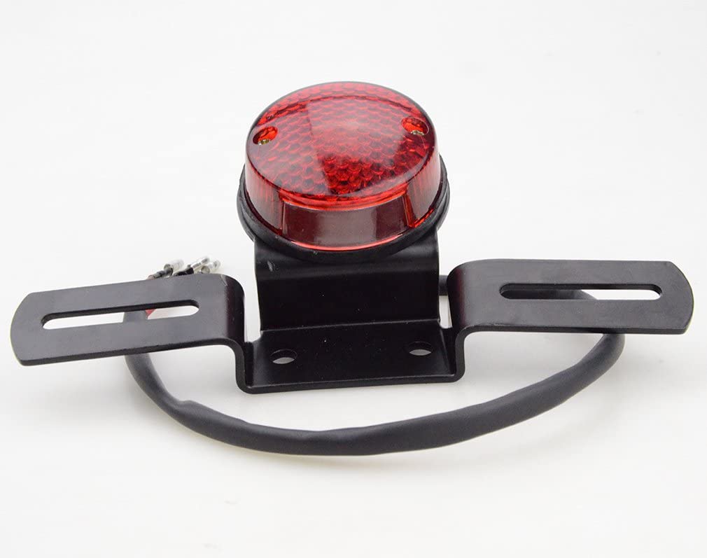 GOOFIT Chrome Motorcycle Red Rear Brake Indicator Tail Light With Integrated Turn Signals Bakcup Lamp Replacement for ATV Scooter Bicycle
