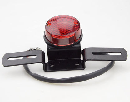 GOOFIT Chrome Motorcycle Red Rear Brake Indicator Tail Light With Integrated Turn Signals Bakcup Lamp Replacement for ATV Scooter Bicycle