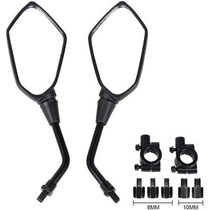 GOOFIT Motorcycle 10mm Rear View Side Mirror Pair Black with Bolt 7/8" Handlebar Clamp Replacement For ATV Scooter