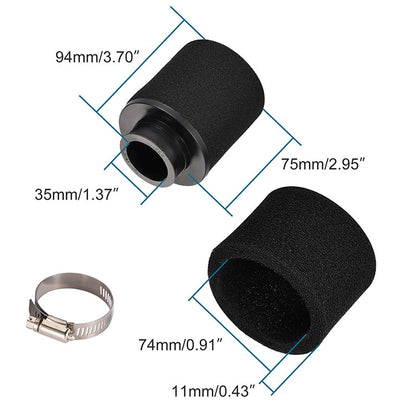 GOOFIT 35mm Straight Mouth Black Sponge Air Filter Replacement for ATV Quad Dirt Pit Bike Go Kart