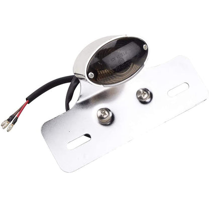 GOOFIT Chrome Motorcycle Black Rear Brake Tail Light With Integrated Turn Signals Indicator Backup Lamp Replacemenfor Scooter PocketBike ATV