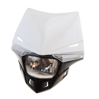 GOOFIT White H4 l 12V 35W Motorbike Headlight 2 Indicators lights Supermoto Motocross Approved Cover Halogen Indicator Fairing Lampshade lights Replac