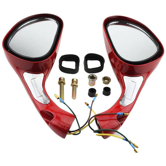 GOOFIT 8mm Red Side Rear View Mirror Mirror with Turn Signal Motorcycle Replacement for GY6 50cc 80cc 125cc 150cc 250cc Scooter Moped Motorcycle Rear