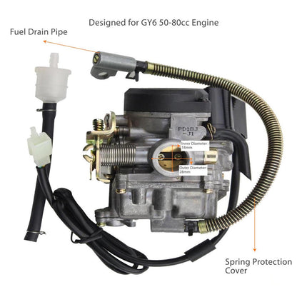 GOOFIT PD18 18mm Carb Carburetor with Accelerator Pump Replacement For Gy6 50cc 139qmb Scooters Mopeds