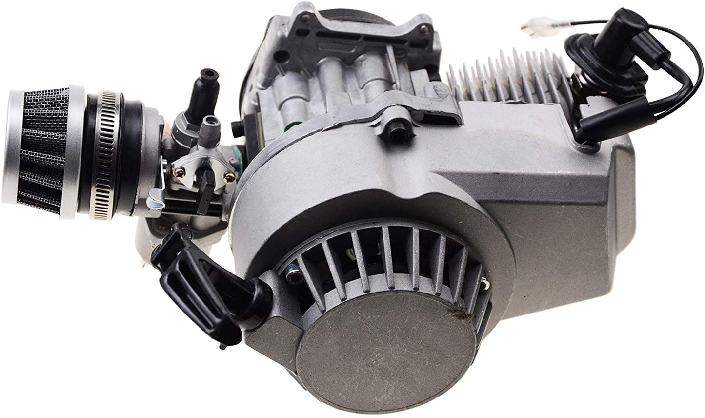 GOOFIT Complete 2 Stroke 49CC Engine with Pull Starter Carburetor Handle Bar Cylinder Block Throttle Cable Air Filter Replacement For Mini Dirt Bike P
