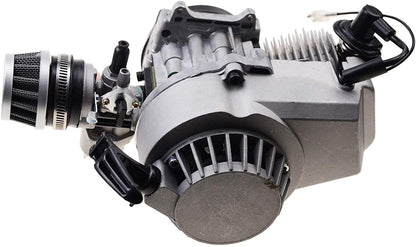 GOOFIT Complete 2 Stroke 49CC Engine with Pull Starter Carburetor Handle Bar Cylinder Block Throttle Cable Air Filter Replacement For Mini Dirt Bike P