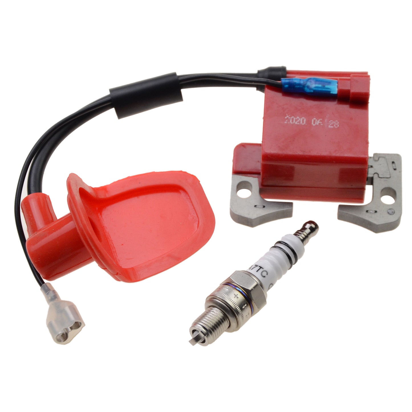 GOOFIT Red Ignition Coil with Spark Plug Replacement for 2-Stroke 47cc 49cc Chinese Pocket Dirt Bike Mini Moto Kids ATV Quad Baby Crosser