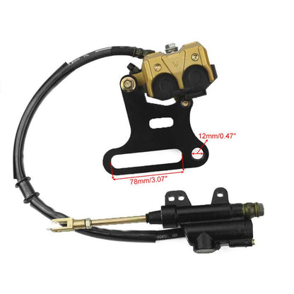 GOOFIT Rear Hydraulic Caliper Brake Master Cylinder Assembly With Brake Pads Replacement For 70cc 110cc 125cc 150cc Atv Quad