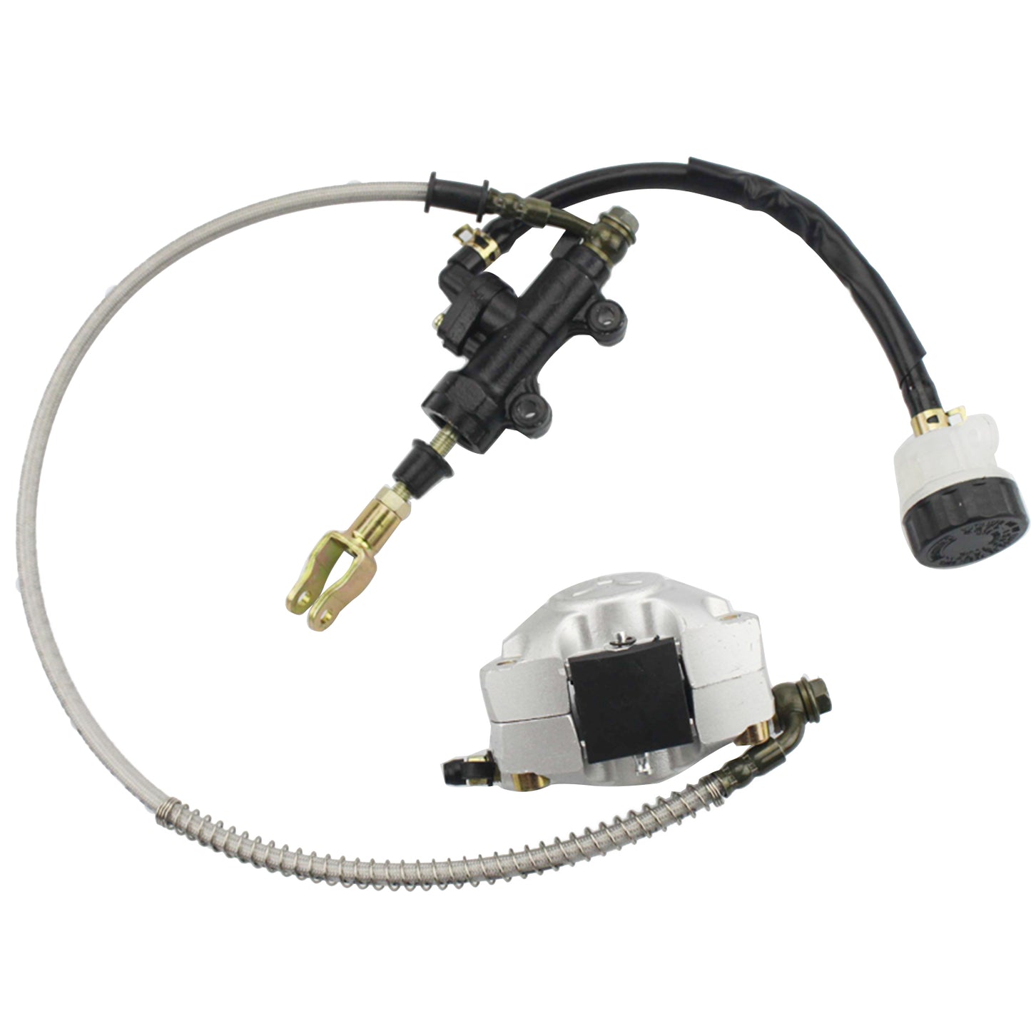 GOOFIT Rear Foot Disc Brake Master Cylinder Assembly With Brake Pads Replacement For 110cc 125cc 150cc 200cc 250cc ATV Quad Dune Buggy