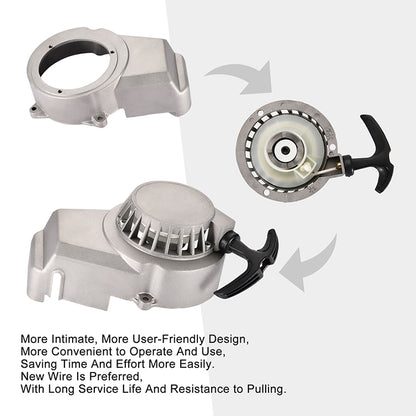 GOOFIT Pull Start Recoil Start Replacement For 2 Stroke 47cc 49cc Pocket Bike Mini Bike Dirt Bike Metal Pull Starter Start Aluminum (silver)