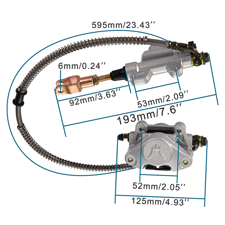GOOFIT Rear Disc Brake Assembly Master Cylinder Caliper Replacement For 150cc 200cc 250 cc Chinese Taotao ATV Quad