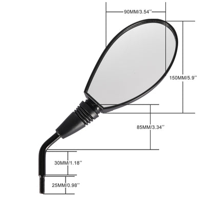 GOOFIT 8mm Clockwise Motorcycle Scooter Moped ATV Mirrors Black Replacement For GY6 Touring Bikes Sport Bike Cafe Racers Electric Scooters Side Rear V