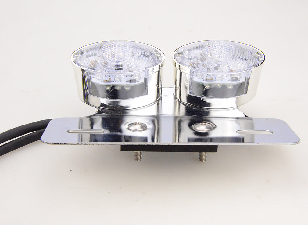GOOFIT Universal Crystal Chrome Motorcycle Brake Tail Light With Integrated Turn Signals Indicator Backup Light Lamp Bulb Replacement for Scooter ATV