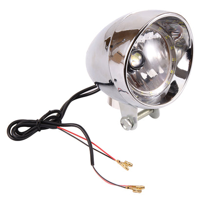 GOOFIT Chrome Motorbike Headlight Front Light Headlamp Universal Integrated Indicator Direction Light Replacement For Motorcycle Scooter ATV Chopper