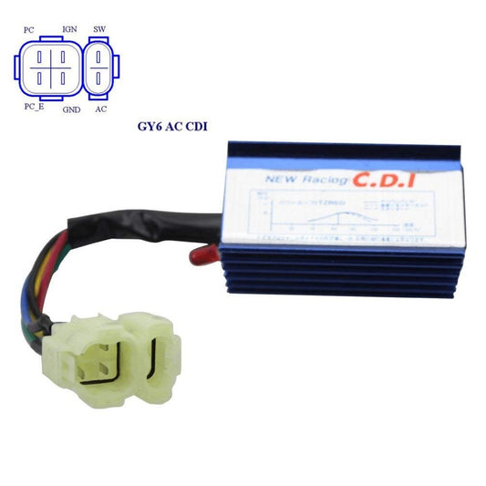 GOOFIT 4+2 6 Pin AC ignition Racing CDI Module Replacement For GY6 50cc 150cc 250cc ATV Scooter