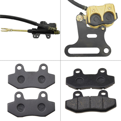 GOOFIT Rear Hydraulic Caliper Brake Master Cylinder Assembly With Brake Pads Replacement For 70cc 110cc 125cc 150cc Atv Quad