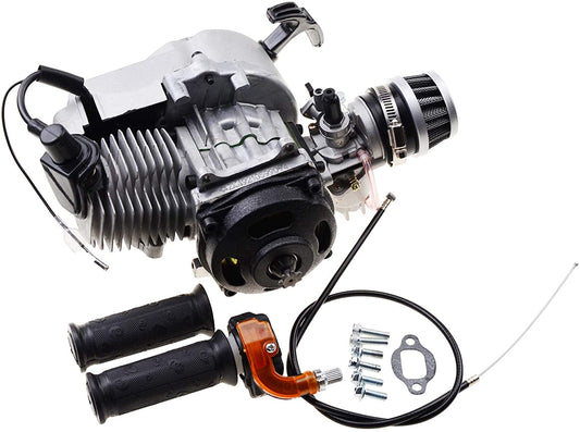 GOOFIT Complete 2 Stroke 49CC Engine with Pull Starter Carburetor Handle Bar Cylinder Block Throttle Cable Air Filter Replacement For Mini Dirt Bike P