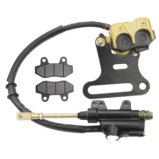 GOOFIT Rear Hydraulic Caliper Brake Master Cylinder Assembly With Brake Pads Replacement For 70cc 110cc 125cc 150cc Atv Quad