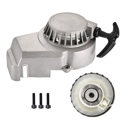 GOOFIT Pull Start Recoil Start Replacement For 2 Stroke 47cc 49cc Pocket Bike Mini Bike Dirt Bike Metal Pull Starter Start Aluminum (silver)