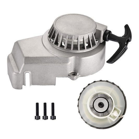 GOOFIT Pull Start Recoil Start Replacement For 2 Stroke 47cc 49cc Pocket Bike Mini Bike Dirt Bike Metal Pull Starter Start Aluminum (silver)