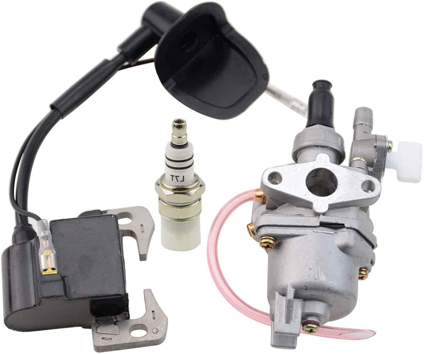 GOOFIT Carburetor with Ignition Coil Spark Plug Replacement for 2 Stroke 47cc 49cc Pocket Bike Super Bike Mini Quad