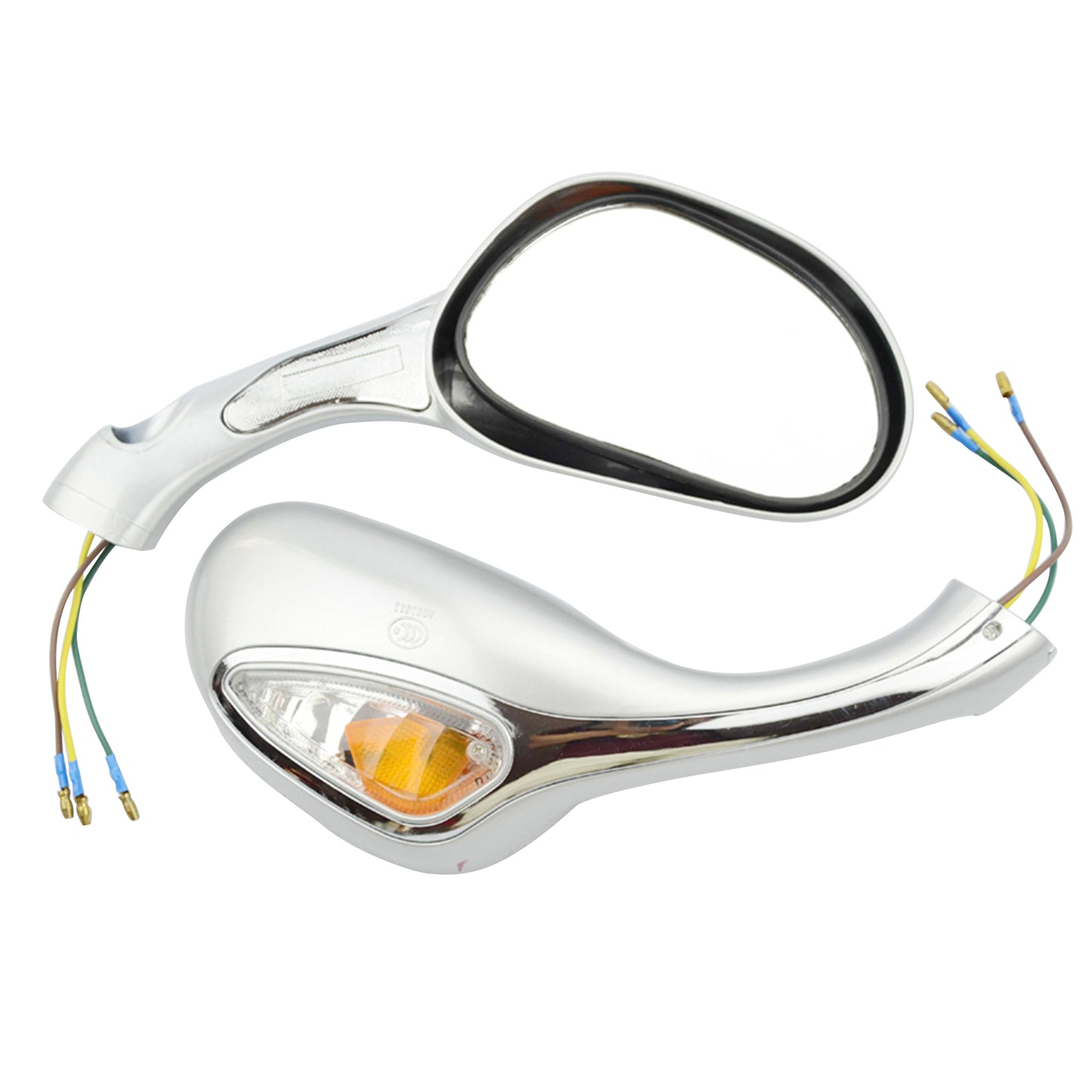 GOOFIT 8mm Light Gray Side Rear View Mirror with Turn Signal Motorcycle Replacement for GY6 50cc 80cc 125cc 150cc 250cc Scooter Moped Motorcycle Rear