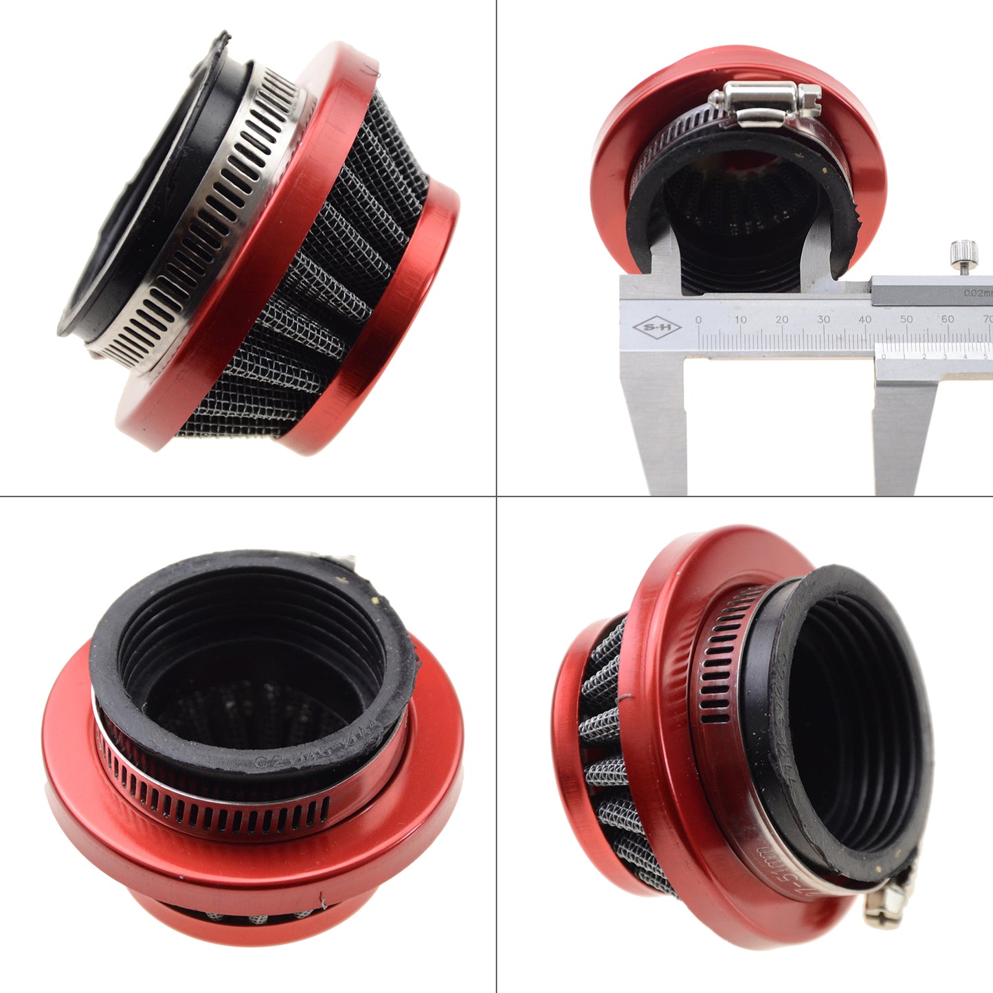 GOOFIT 44mm Red Air Filter with Aluminum Base for 2 Stroke 47cc 49cc ATV Pocket Bike Mini Quad