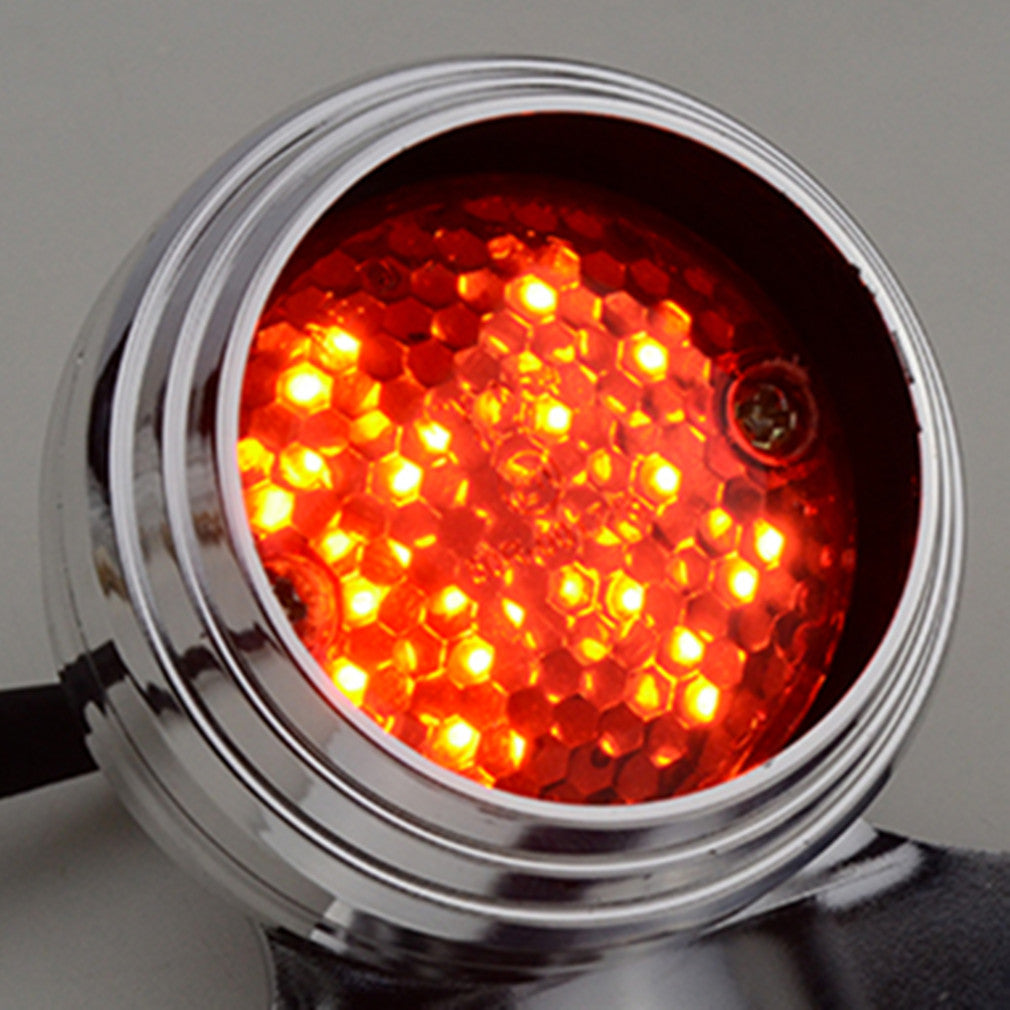 GOOFIT Chrome Motorcycle Silver Rear Brake Tail Light With Integrated Indicator Turn Signal Red Backup Lamp Replacement for Scooter PocketBike ATV
