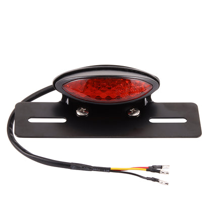 GOOFIT Motorcycle Smoky Lens Red Light LED Tail Light Integrated License Plate Rear Brake Lamp Cafe Racer Bobber