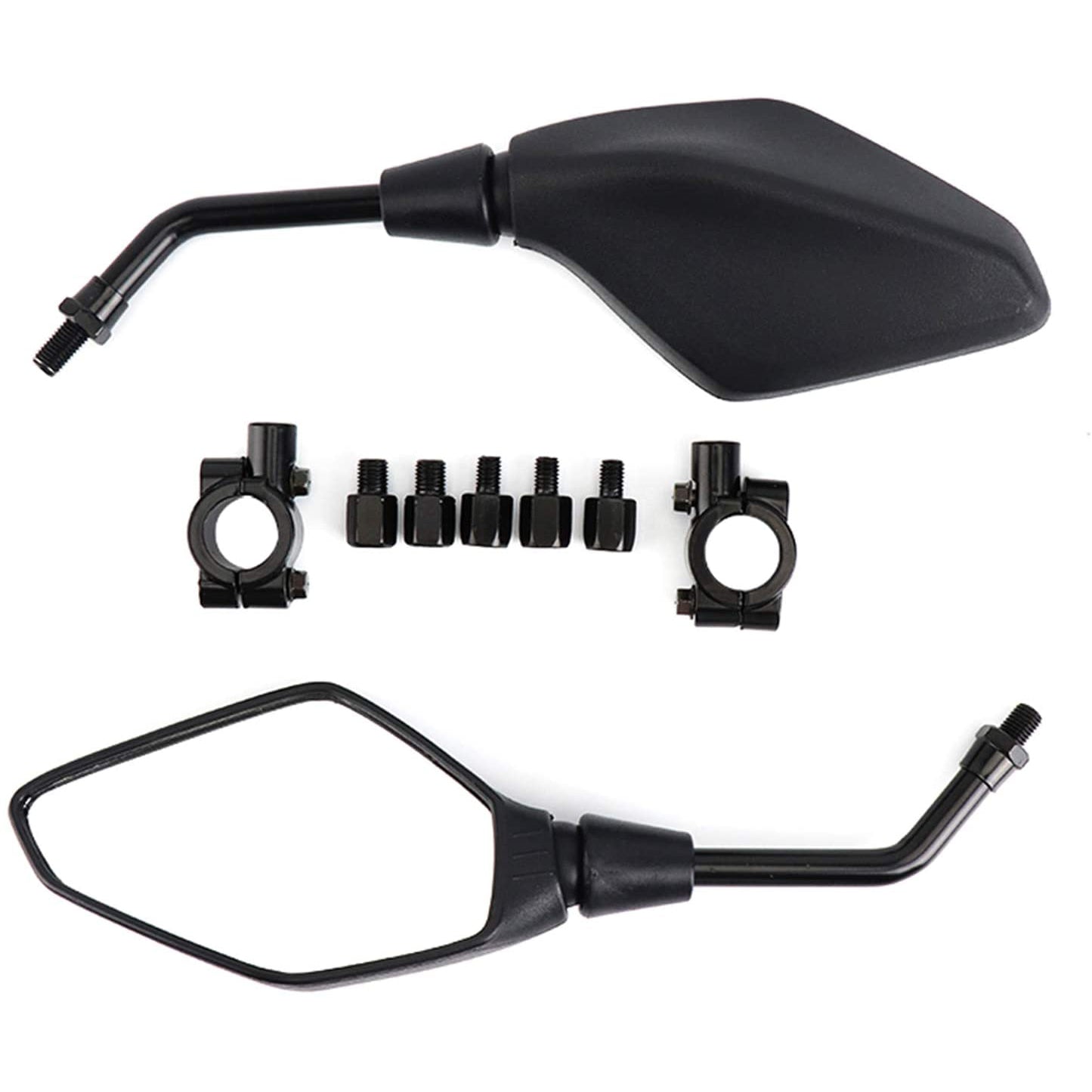 GOOFIT Motorcycle 10mm Rear View Side Mirror Pair Black with Bolt 7/8" Handlebar Clamp Replacement For ATV Scooter