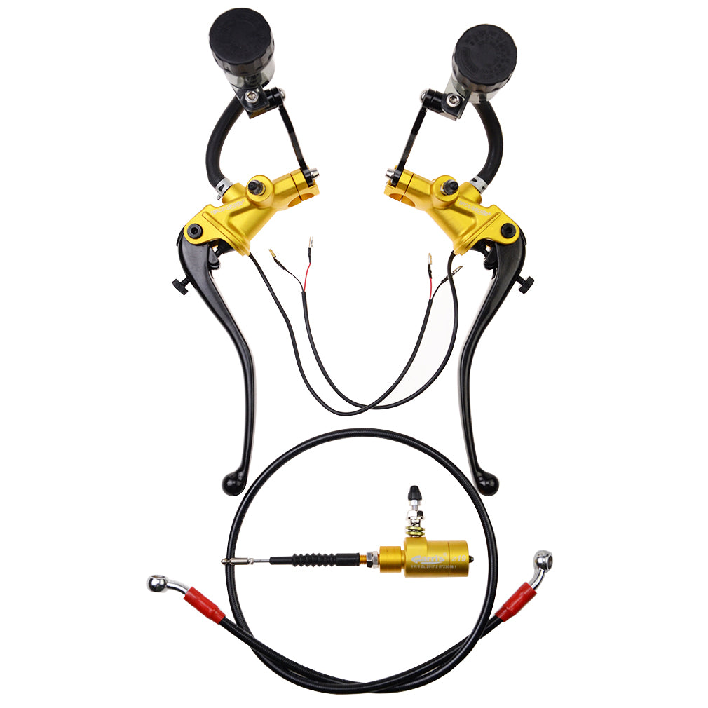 GOOFIT 7/8" 22mm Motorcycle Modified Hydraulic Brake Master Cylinder Hydraulic Pump Clutch Levers Set Kit with Fluid Reservoirs Replacement For Scoote