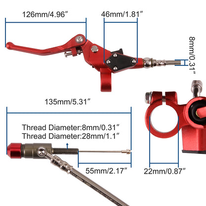 GOOFIT 1200mm Clutch Lever Hydraulic Master Cylinder Fluid Reservoir Lever Replacement for 125-250cc Vertical Engine Off Road Motorcycle