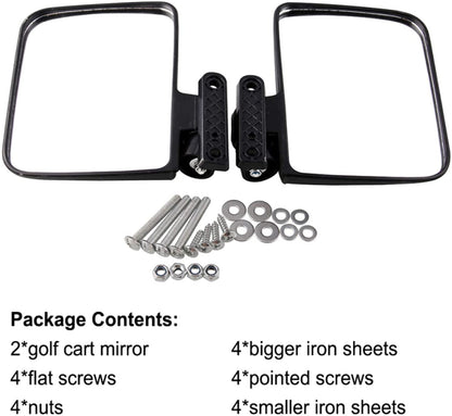 GOOFIT Rearview Convex Mirrors Universal Golf Cart Side Mount Mirror For Club Car UTV Golf Cart Accessories